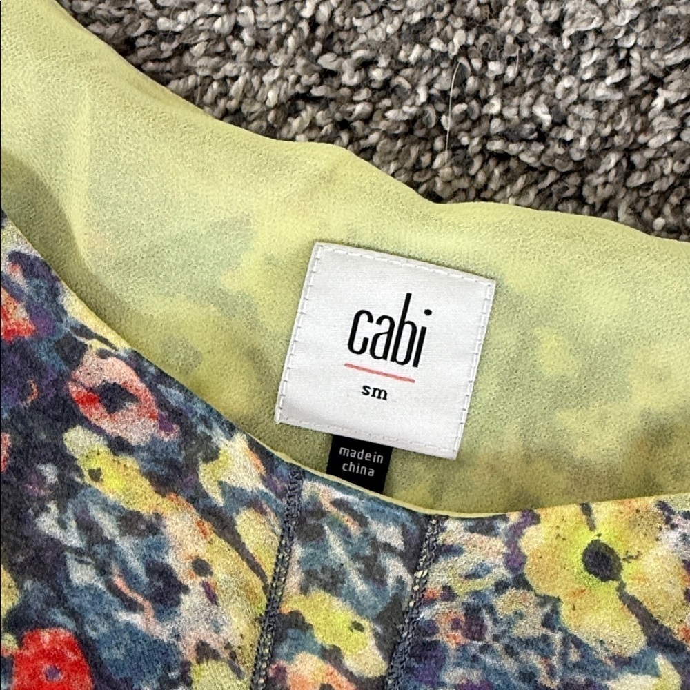 CAbi Positano Floral Sleeveless Top yellow watercolor small blouse shirt casual - Picture 5 of 5